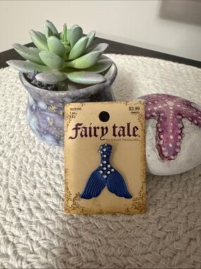2 Fairy Tale Blue Mermaid Tail charms and 1 silver spoon charm